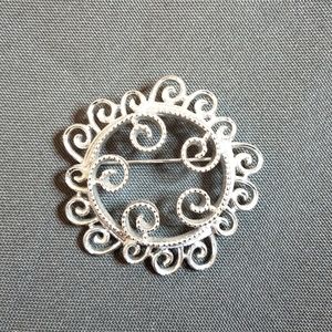 VTG Sarah Cov silver swirl brooch